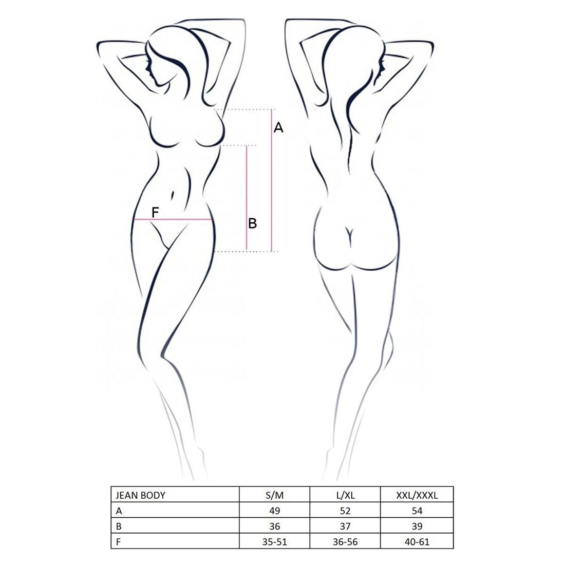 Боді монокіні під латекс passion jean body s/m, black Боді монокіні під латекс passion jean body s/m, black