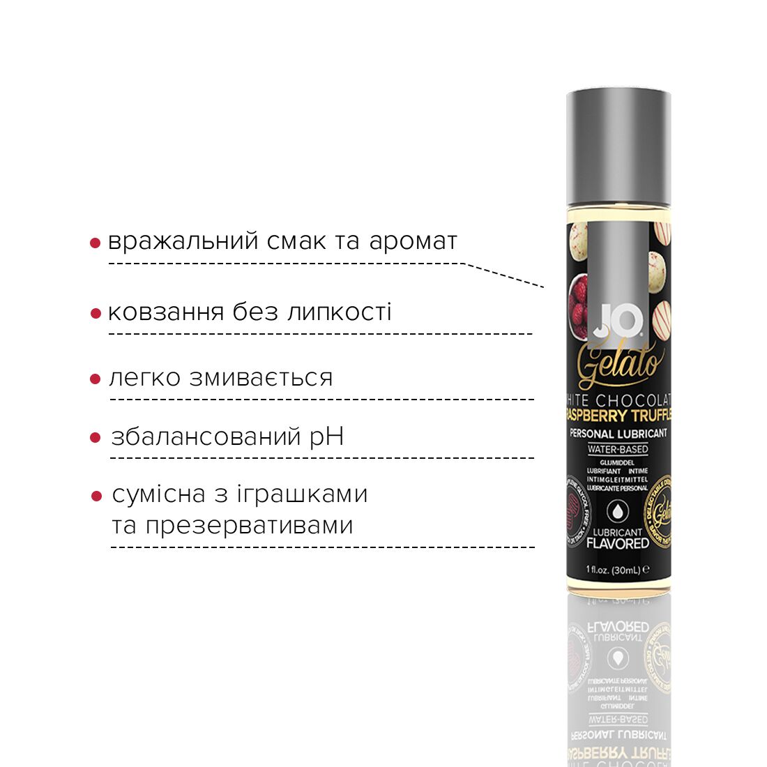 Змазка на водній основі jo gelato white chocolate raspberry (30 мл) без цукру та парабенів Змазка на водній основі jo gelato white chocolate raspberry (30 мл) без цукру та парабенів