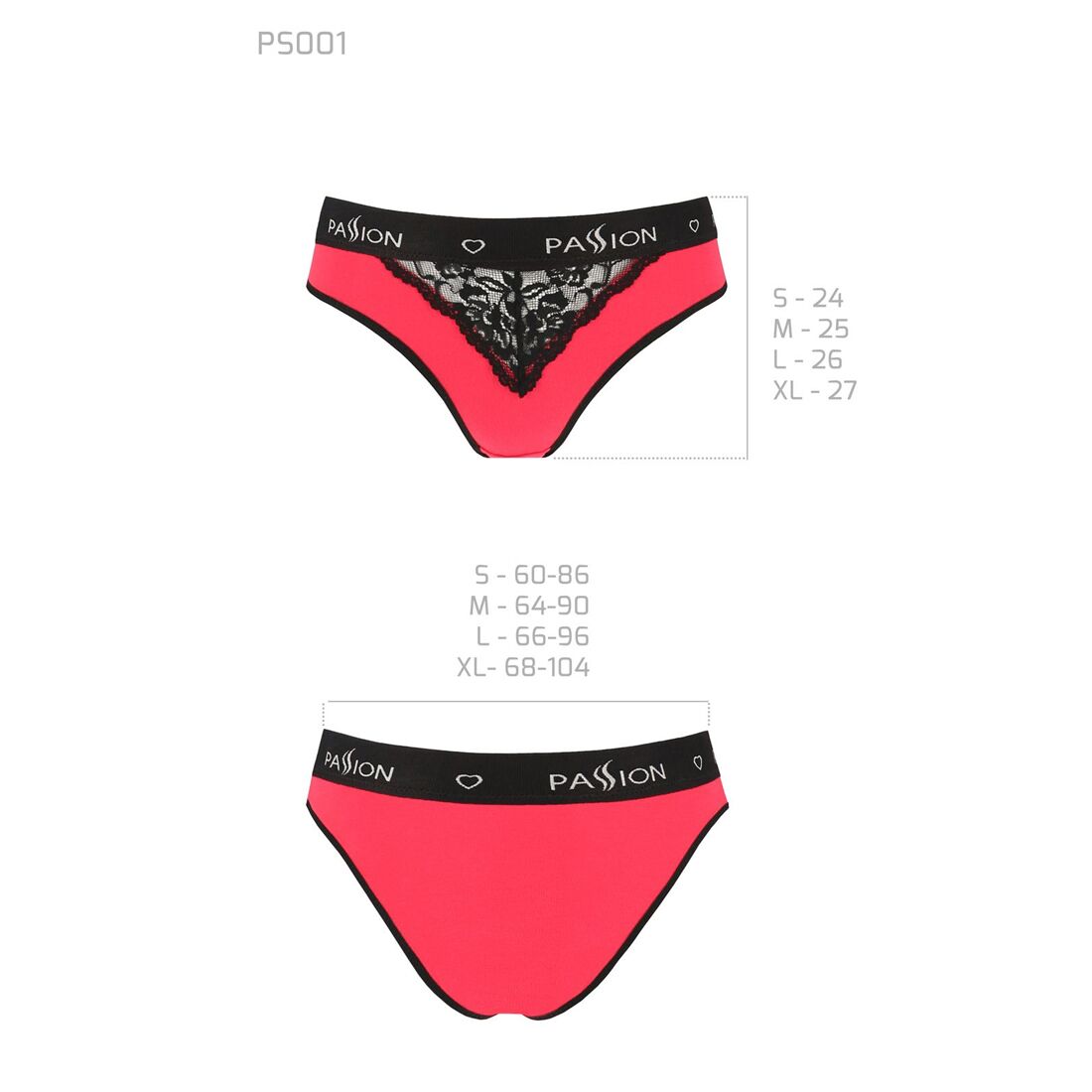 Трусики з широкою гумкою і мереживом passion ps001 panties l, red black Трусики з широкою гумкою і мереживом passion ps001 panties l, red black