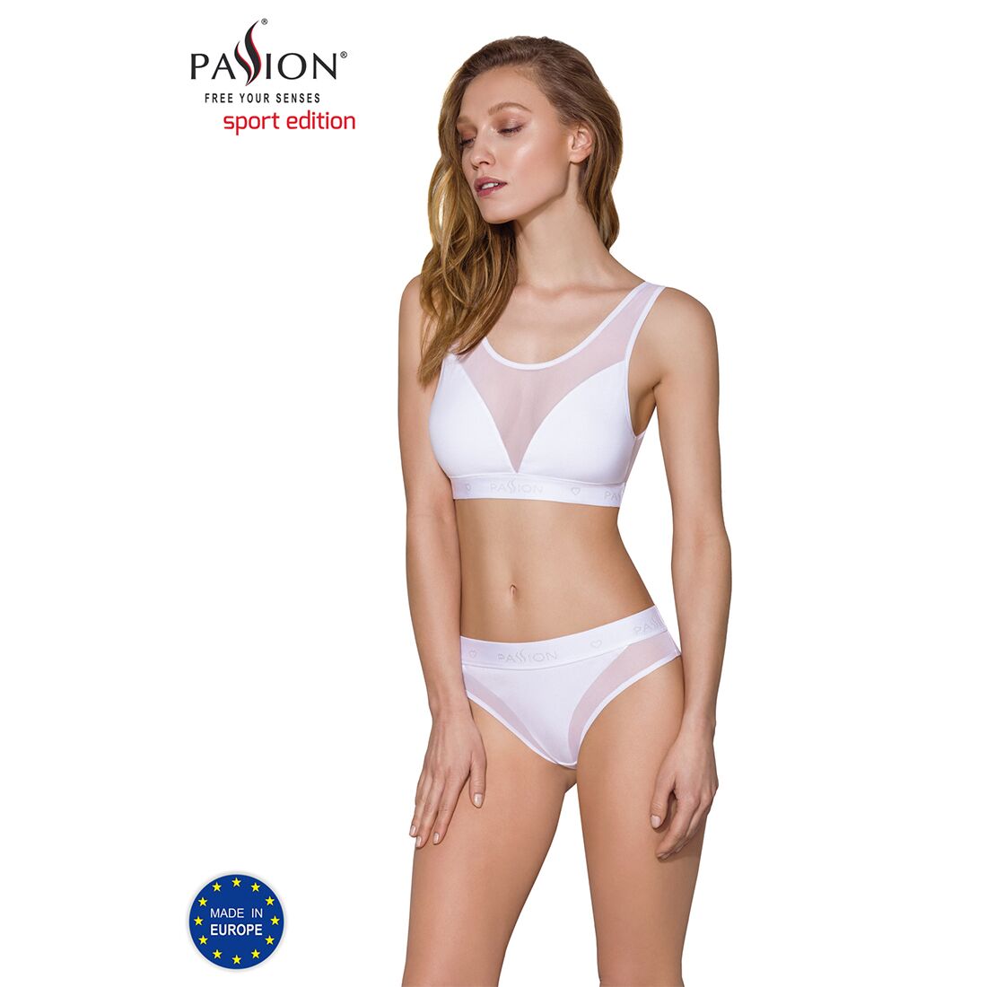Топ з прозорою вставкою passion ps002 top l, white Топ з прозорою вставкою passion ps002 top l, white