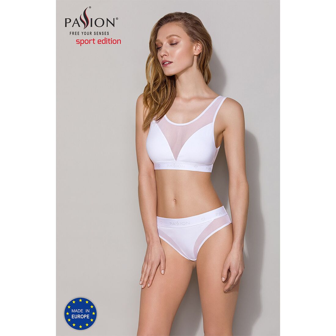 Топ з прозорою вставкою passion ps002 top l, white Топ з прозорою вставкою passion ps002 top l, white