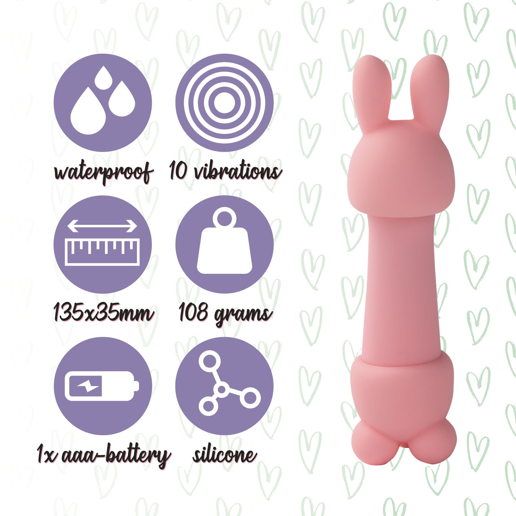 Мінівібратор feelztoys mister bunny pink з двома насадками Мінівібратор feelztoys mister bunny pink з двома насадками