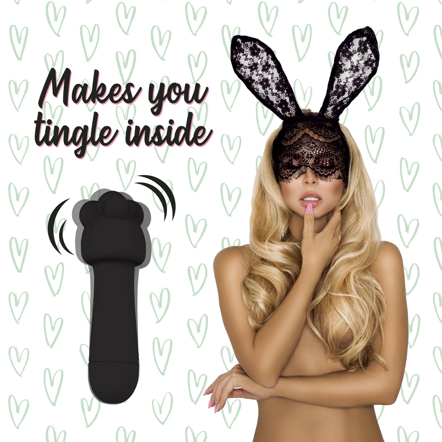 Мінівібратор feelztoys mister bunny black з двома насадками Мінівібратор feelztoys mister bunny black з двома насадками