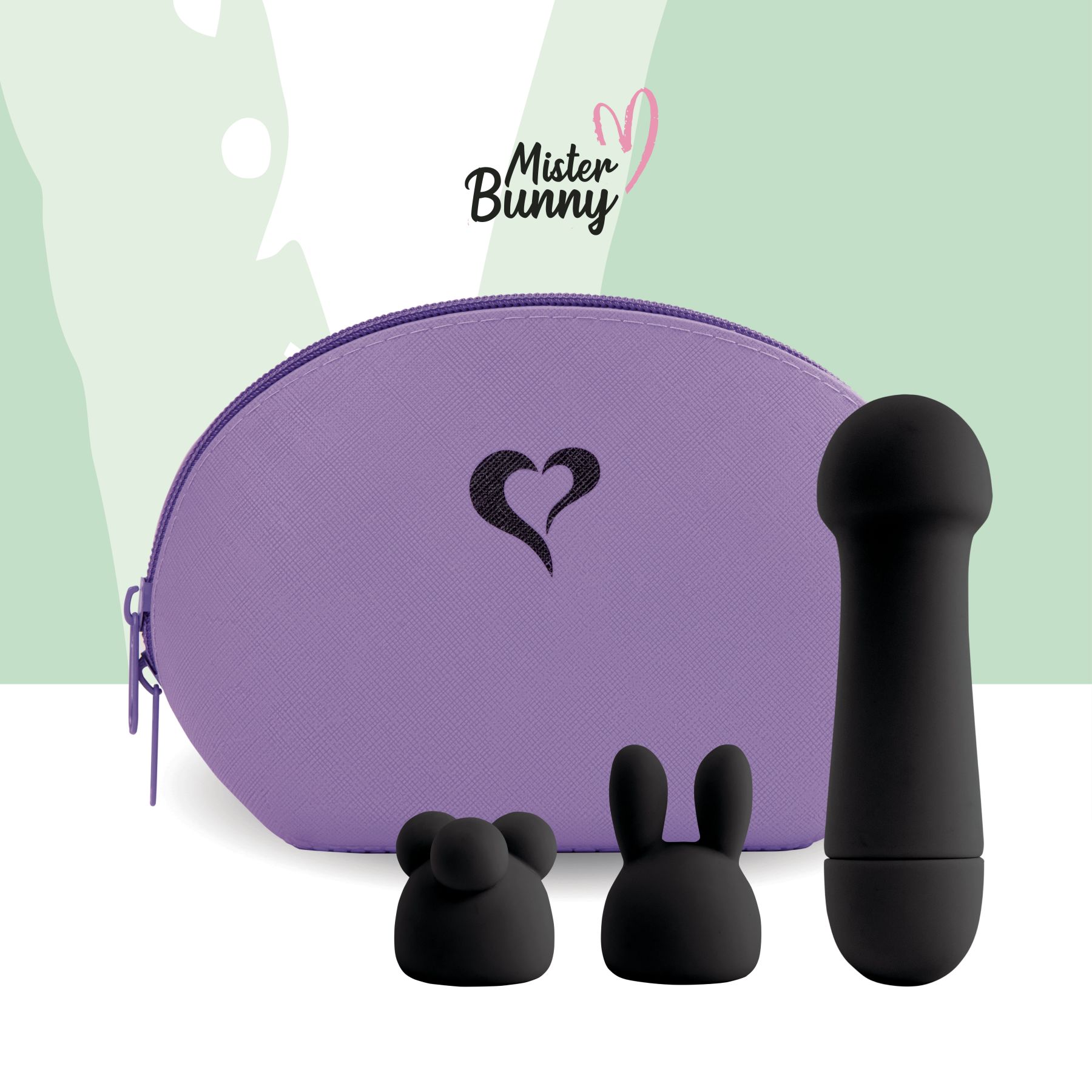 Мінівібратор feelztoys mister bunny black з двома насадками Мінівібратор feelztoys mister bunny black з двома насадками